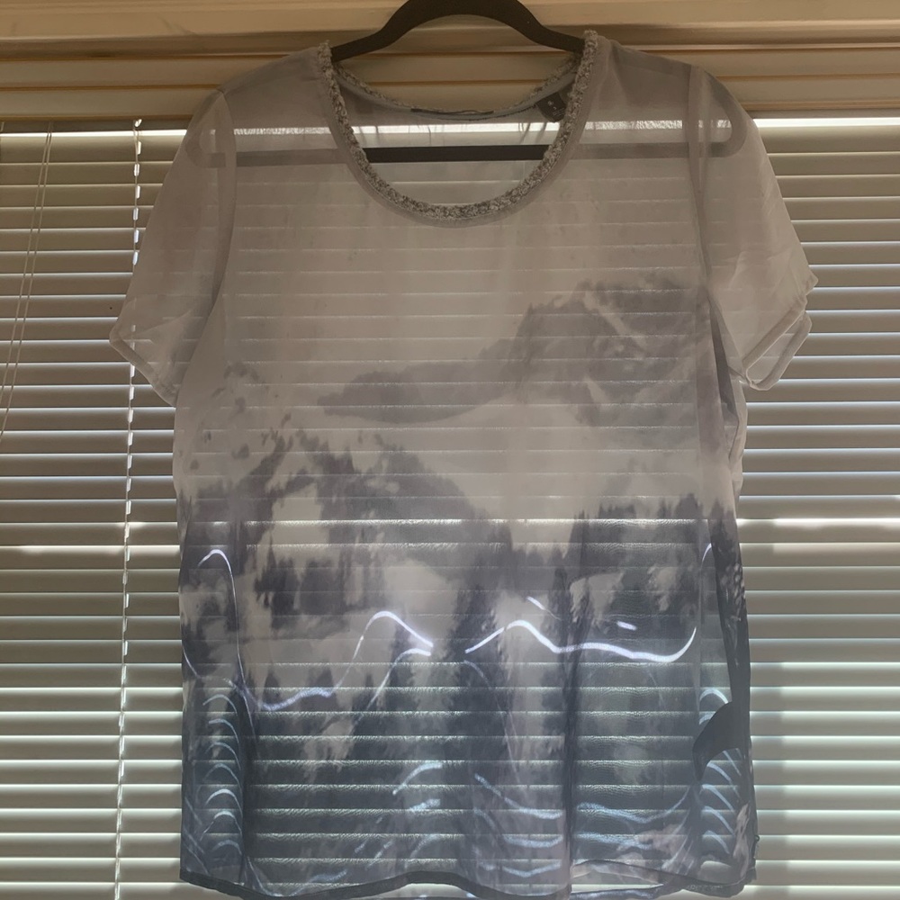 Sheer, Flowy Landscape Blouse